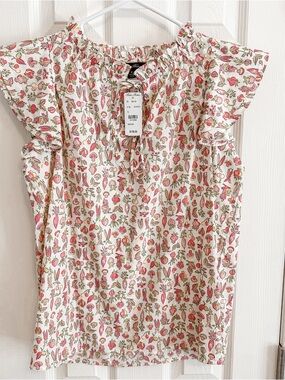 NWT Brooks Brothers Fruits & Veggies Flutter Sleeve Blouse